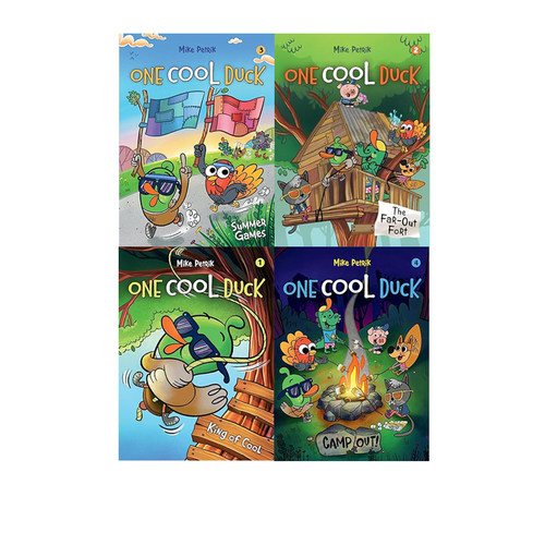 英文原版 One Cool Duck 酷鸭天团 4册合售 桥梁漫画绘本 全彩图像式小说 趣味课外英语读物