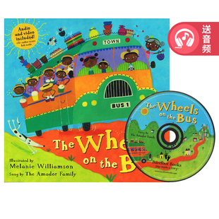 英文原版绘本 The Wheels on the Bus 巴士上的轮子 附CD 交通工具启蒙书  经典儿歌图画故事 幼儿语感启蒙童谣 Barefoot Books