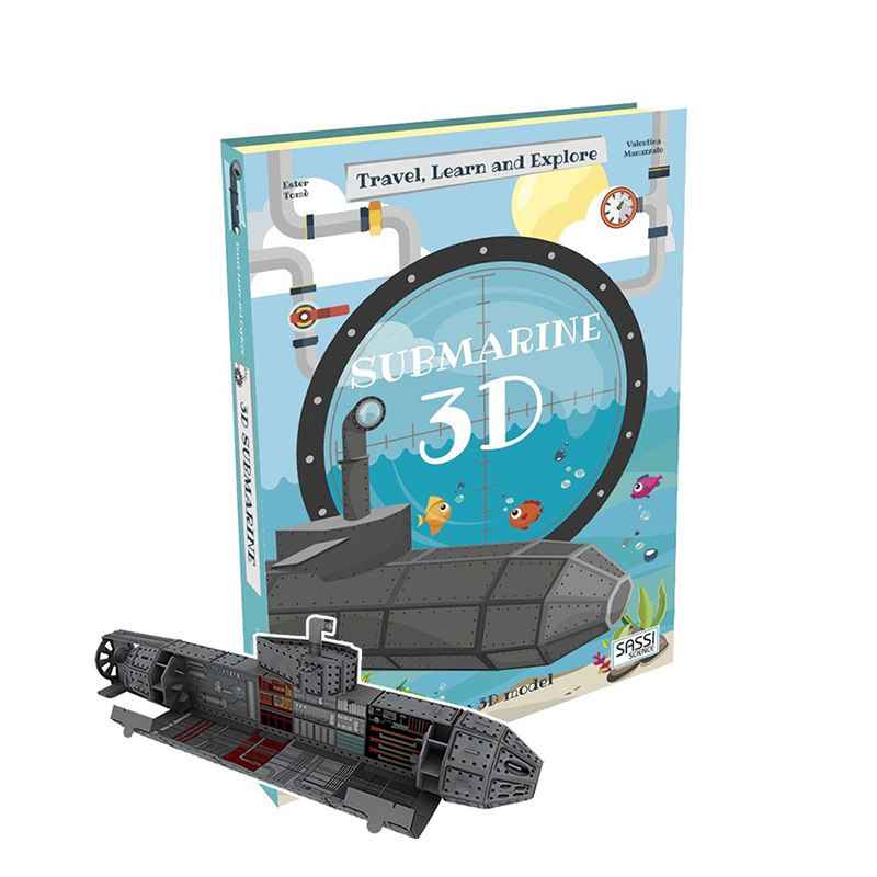 英文原版 Travel Learn And Explore Submarine 3D潜艇模型书 真实可拼装模型书 STEAM 少儿科普知识绘本 创意手工操作书游戏书