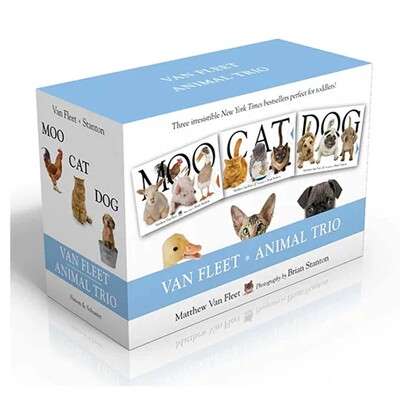 英文原版 Animal Trio Moo/Cat/Dog/Sniff/Lick/Munch 马修范韦特动物启蒙 纸板操作书机关书 Matthew Van Fleet 亲子启蒙游戏书