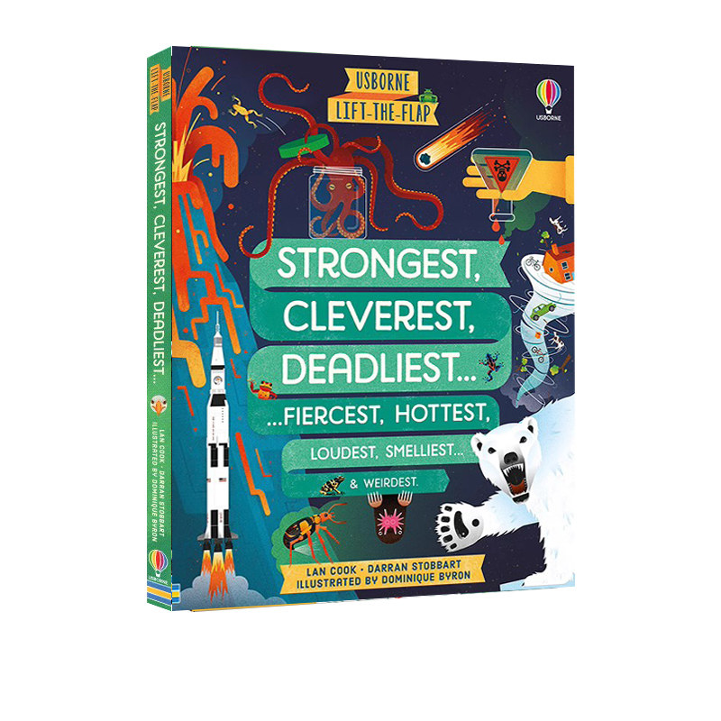 Usborne出品 更坚强，更聪明，更致命翻翻书 英文原版 Lift-the-Flap Strongest, Cleverest, Deadliest 幼儿科普科学知识英语绘本