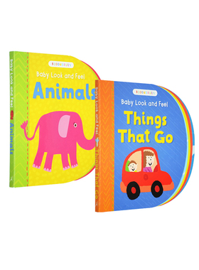 英文原版  Baby Look and Feel Things That Go/Animals 2册合售 造型纸板书 儿童早教启蒙认知图画书