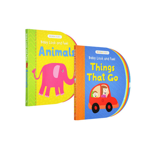 【自营】英文原版  Baby Look and Feel Things That Go/Animals 2册合售 造型纸板书 儿童早教启蒙认知图画书