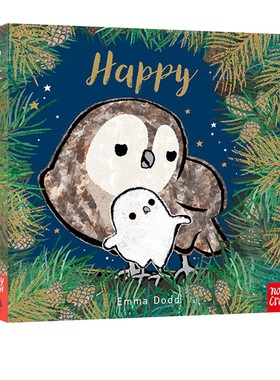 英文原版 Happy 开心  大本纸板书 幼儿情感启蒙 亲子共度 名家Emma Dodd 大嘴鸟出品 Nosy Crow 附音频