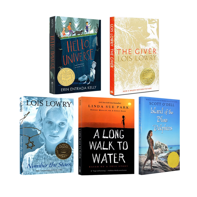 【自营】预售 英文原版 纽伯瑞文学小说 5册 Hello Universe/Number the Stars/Giver/Long Walk to Water世界儿童文学名著