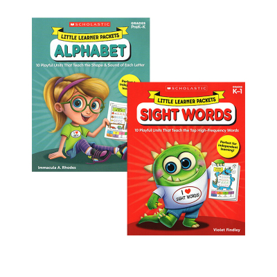 英文原版 Little Learner Packets Grades PK-K-1 2册 学乐小读者 字母和高频词汇 学前练习