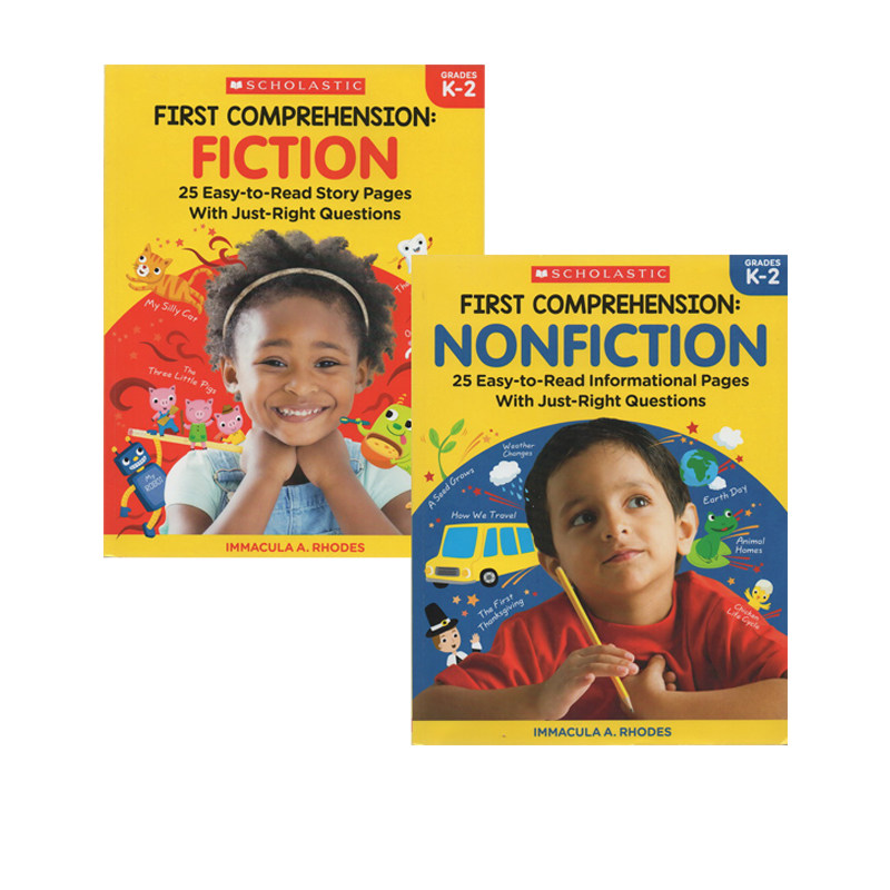 英文原版 Scholastic First Comprehension 2册 学乐漫画版图解英语 基本理解小说和非虚构 儿童英语学习辅导用书 附答案