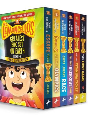 英文原版 Mr. Lemoncello's Greatest Box Set on Earth 6册礼盒张 莱蒙斯洛先生 神奇图书馆系列  儿童章节解密冒险小说