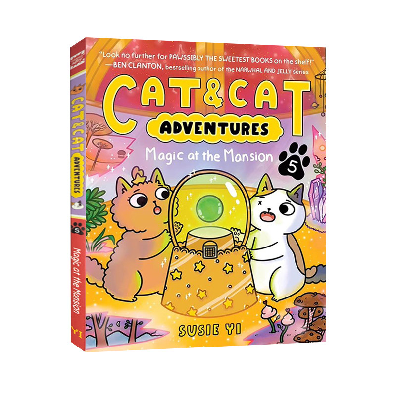 英文原版 Cat And Cat Adventures 第5本 Magic at the Mansion 友谊主题 全彩漫画绘本图画书 爆笑幽默图像说小说