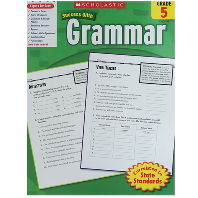 学乐成功系列 Scholastic Success With Grammar Grade 5 五年级 语法提高 小学生家庭练习册 英文原版