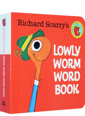 英文原版 Richard Scarry's Lowly Worm Word Book 斯凯瑞幼儿词汇 手掌纸板书 低幼认知启蒙绘本图画书