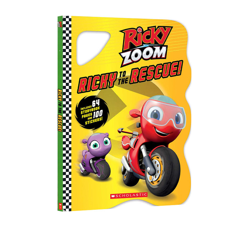 瑞奇冲冲冲 异形纸板书书 附贴纸 儿童汽车和卡车图书 儿童课外英语