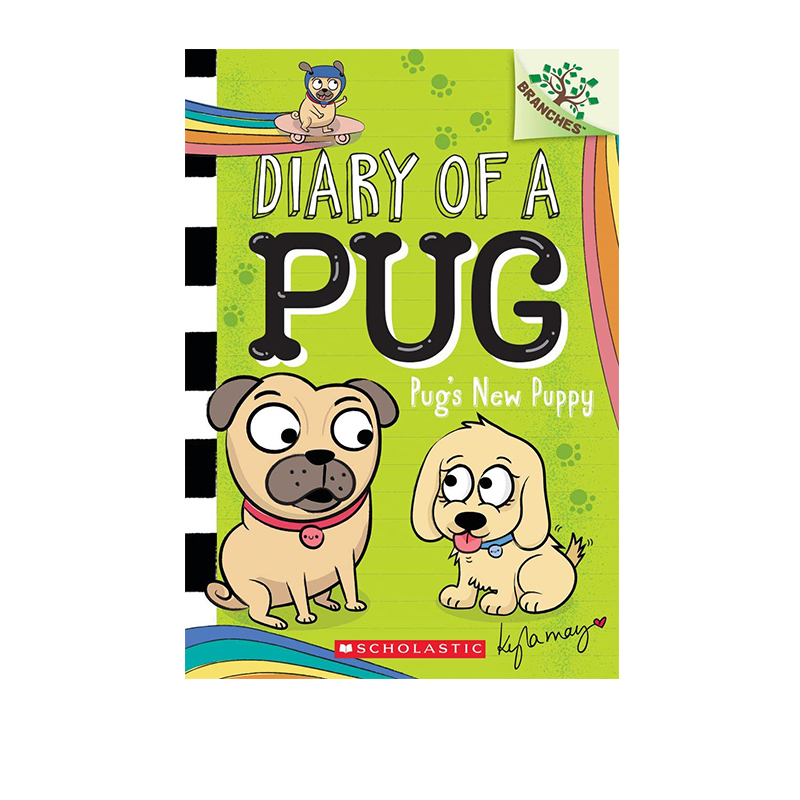 英文原版 哈巴狗日记#8 Diary of a Pug:Pug's New Puppy 学乐大树系列 Branches 全彩桥梁章节书 23年4月新品