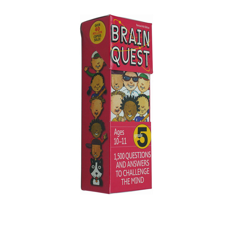 英文原版 Brain Quest Grade 5少儿智力开发大脑任务练习册 五年级 亲子问答字卡 美国学前全科练习