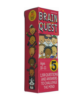 英文原版 Brain Quest Grade 5少儿智力开发大脑任务练习册 五年级 亲子问答字卡 美国学前全科练习