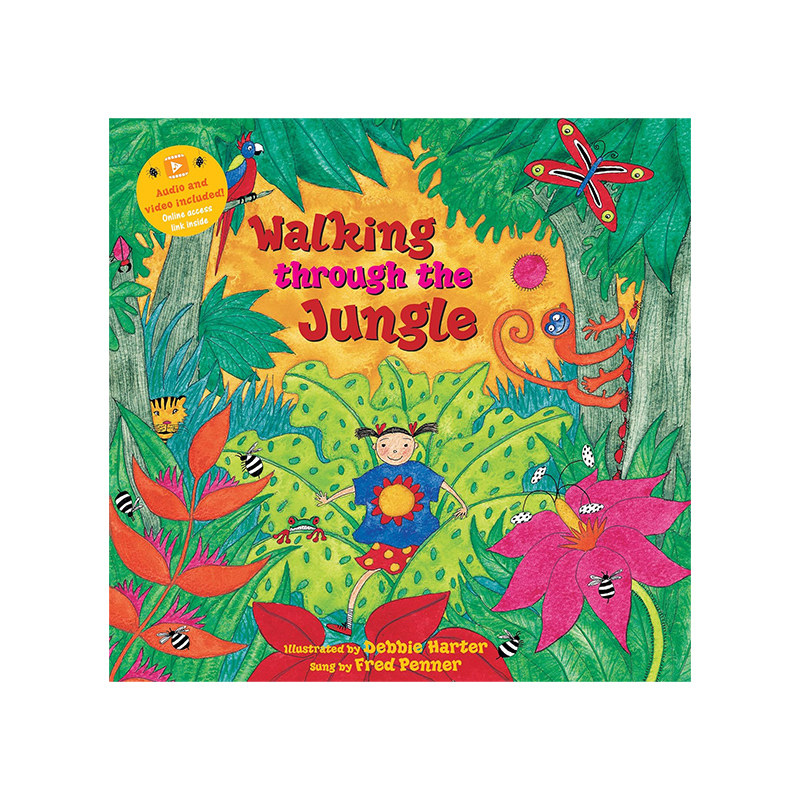 英文原版 Walking Through the Jungle 穿越丛林 韵文与歌谣 附音频视频 亲子互动学习 Sing Along With Me