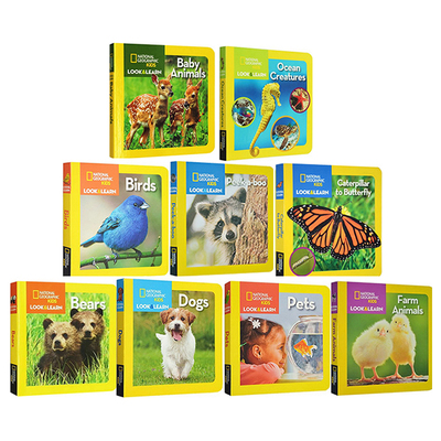 英文原版 美国国家地理启蒙纸板书 动物套装 9册 National Geographic Kids Look and Learn 边看边学 儿童启蒙故事绘本