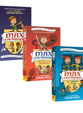 英文原版 Max and the Midknights 1-3 麦克斯与米德骑士 1-3 儿童冒险漫画小说 Big Nate大内特系列作者Lincoln Peirce