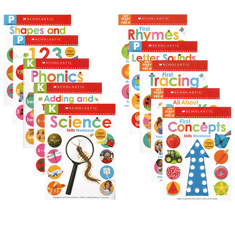 英文原版 Early Learners Get Ready for Pre-k/Kindergarten/Prekindergarten Skills Workbook 10册 学乐幼儿英语单