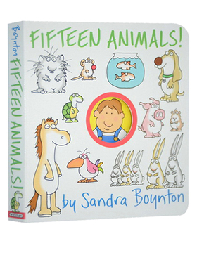 英文原版 Fifteen Animals! 纸板书 桑德拉博因顿启蒙经典系列 Sandra Boynton 洞洞书 晚安故事绘本