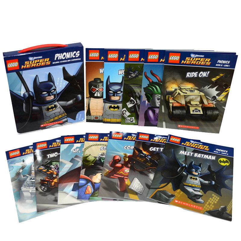 英文原版书  Lego DC Universe Super Heroes Phonics 乐高宇宙超级英雄12册盒装 儿童认知自然拼读绘本
