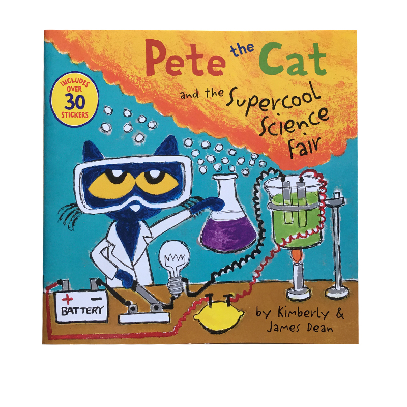 英文原版 Pete the Cat and the Supercool Science Fair 皮特猫 儿童图画故事书 亲子互动绘本 附贴纸 James dean