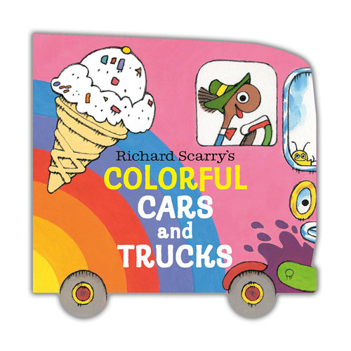 英文原版 Richard Scarry's Colorful Cars and Trucks 斯凯瑞彩色汽车和卡车 异形书纸板 低幼儿童颜色主题启蒙 早教认知