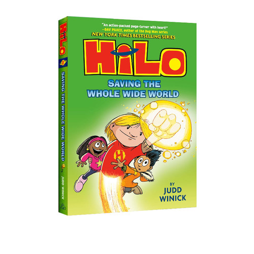 英文原版 Hilo Book 2: Saving The Whole Wide World 希罗书系列 精装 吉娜 儿童全彩漫画桥梁章节小说