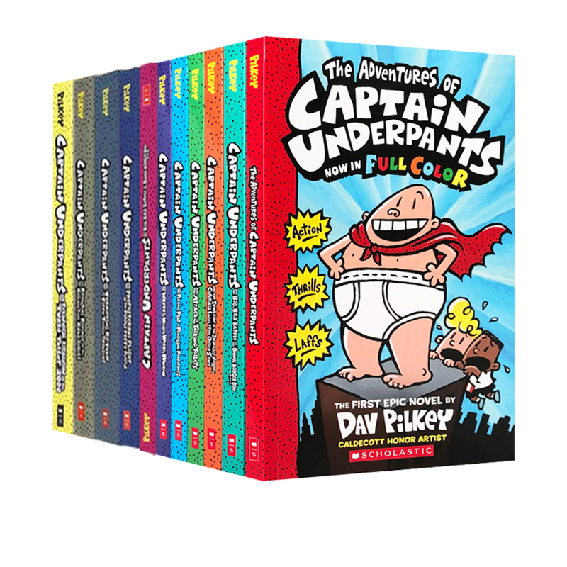 内裤超人 1-11册 Captain Underpants 英文原版 蓝思700-800L 全彩绘本平装 学乐儿童幽默故事书桥梁书 6-12岁