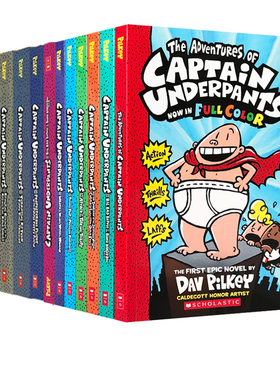【自营】内裤超人 1-11册 Captain Underpants 英文原版 蓝思700-800L 全彩绘本平装 学乐儿童幽默故事书桥梁书 6-12岁
