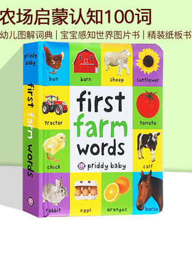 英文原版 启蒙认知100词 First 100 Farm Words 幼儿图解词典 宝宝图片颜色认知书