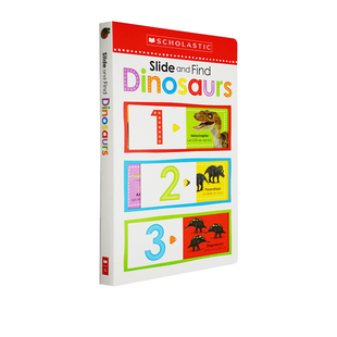 英文原版 Slide and Find Dinosaurs 纸板滑滑乐 Early Learners 恐龙数字词典 低幼启蒙宝宝学习英语
