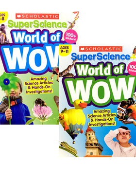 英文原版 Scholastic SuperScience World of WOW 2册 1-6年级 学乐阅读小百科儿童认知科普读物  附200个贴纸学乐辅导教辅