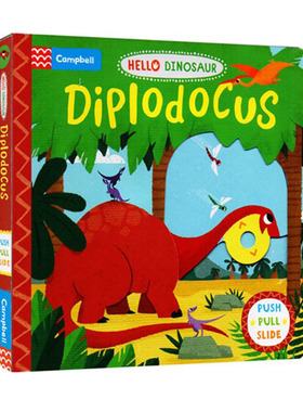 英文原版 Hello Dinosaur Diplodocus 纸板书 你好恐龙 纸板机关操作书 幼儿科普百科 幼儿STEM启蒙图画书