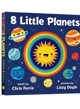 英文原版 8 Little Planets  纸板洞洞书 宇宙探秘 8颗小行星 纸板书 星球科普认知启蒙 Ferrie作品