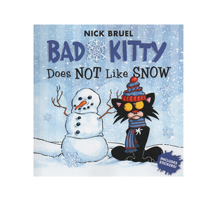 英文原版 Bad Kitty Does Not Like Snow 坏猫不喜欢雪 亲子绘本 儿童幽默图画故事书 附贴纸