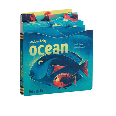 英文原版 Peek-a-Baby Ocean Peekaboo flaps inside! 海洋动物 艺术造型纸板翻翻书 幼儿启蒙绘本 Chronicle出品