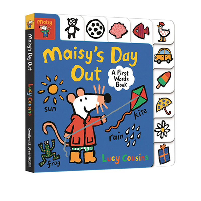 英文原版 Maisy's Day Out A First Words Book纸板书小鼠波波小小百科单词标签书学单词廖彩杏书单推荐低幼启蒙认知绘本