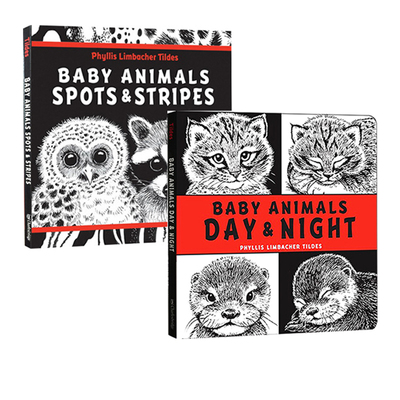 英文原版 Baby Animals Spots Stripes/Day and Nigh 2册 纸板书 动物认知 幼儿早教启蒙图画书