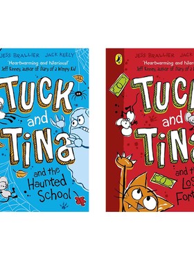 预售 英文原版 Tuck and Tina and the Haunted School/ Lost Fortune 两个搞怪小伙伴  趣味插画冒险故事书
