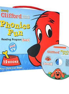 英文原版 大红狗克里弗系列 Clifford Phonics Fun Pack 5 12册礼盒装附CD 儿童趣味绘本 The big Red Dog 自然拼读入门启蒙故事