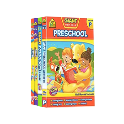 3-8岁趣味练习 4册 School Zone Giant workbook Alphabet Reading Hidden Pictures 儿童初级练习册  家庭练习册 英文原版