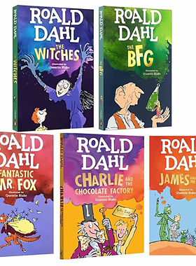 英文原版 Roald Dahl 罗尔德达尔畅销小说 5册 Witches 了不起的狐狸爸爸  Matilda 课外阅读小说