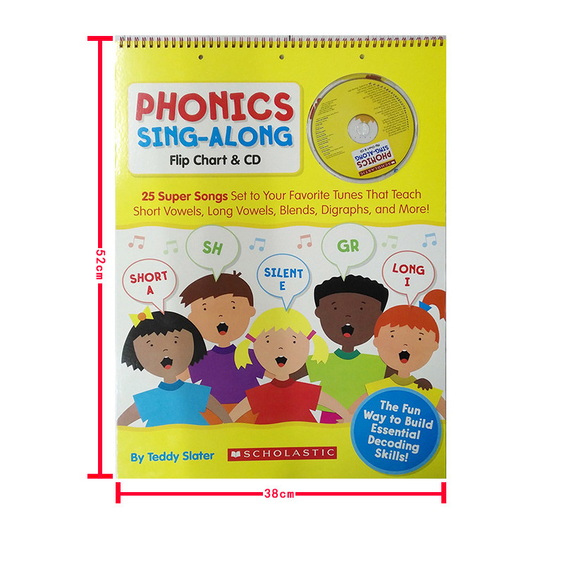 英文原版 phonics sing along flip chart 学乐儿童自然拼读启蒙学习
