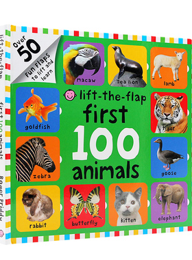 英文原版 First 100 Animals Lift-The-Flap 精装大开本纸板翻翻书 宝宝动物词汇图解词典 看动物学英语 儿童启蒙早教绘本