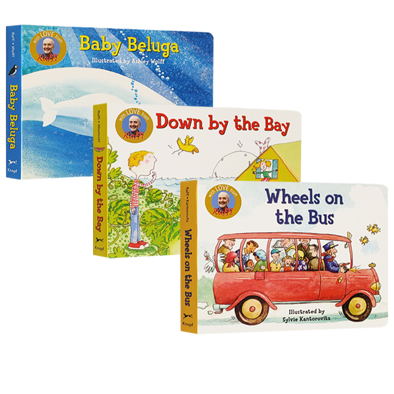 预售 英文原版 Wheels on the Bus 公车巴士上的轮子 3册盒装 Raffi Songs to Read Boxed Set 儿童英语早教启蒙纸板书