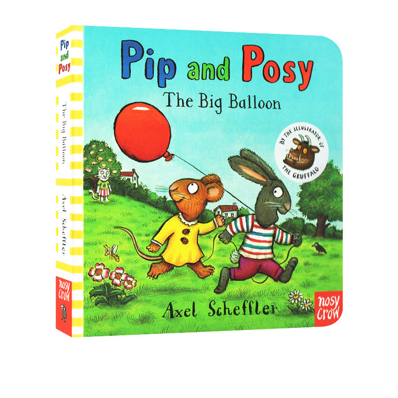 波西和皮普 红气球 纸板书 Pip and Posy:The Big Balloon 英文原版 Axel Scheffler 儿童纸板图画故事绘本 幼儿英语 - 实物图