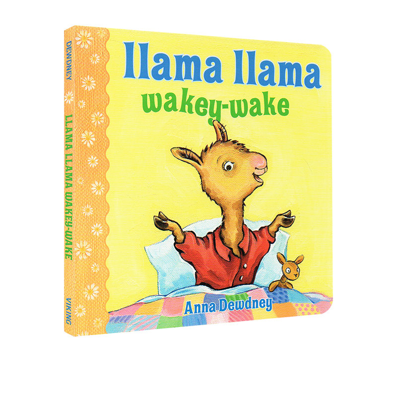 英文原版 羊驼拉玛小小图书馆 llama llama wakey wake 纸板书 行为