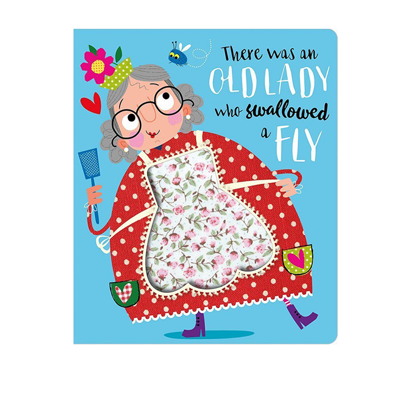英文原版 There Was an Old Lady Who Swallowed a Fly 有个吞下苍蝇的老奶奶 触摸书 幼儿韵文启蒙