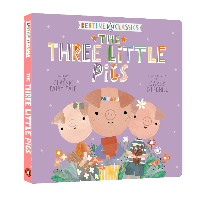 英文原版 Bedtime Classics The Three Little Pigs纸板书儿童文学睡前晚安绘本:三只小猪低幼儿童睡眠读物童话 ...